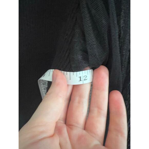 Aqua Chiffon Balloon Sleeve Sweater Black Women's S Double Sheer Shirt Blouse - Picture 10 of 13